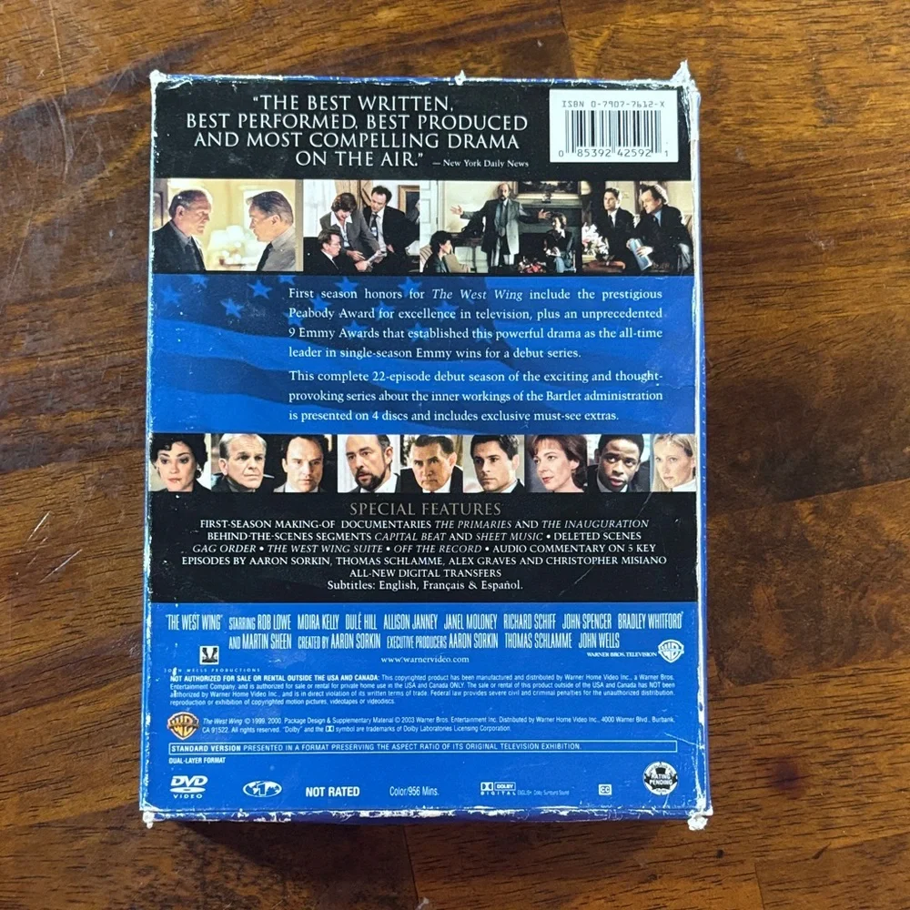 Warner Bros. The West Wing First Season DVD - Blue Cover
